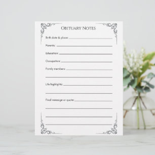Obituary Notes Template – End-of-Life Planning Let Letterhead