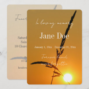 Obituary straw in orange glow sunset announcement