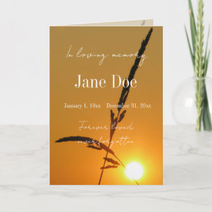 Obituary straw in orange glow sunset card