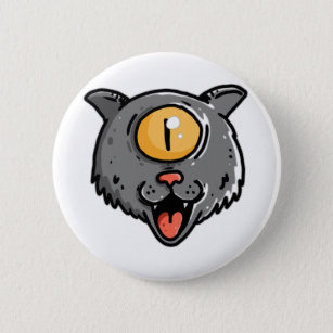 object cartoon monster one eye wolf 2 inch round button