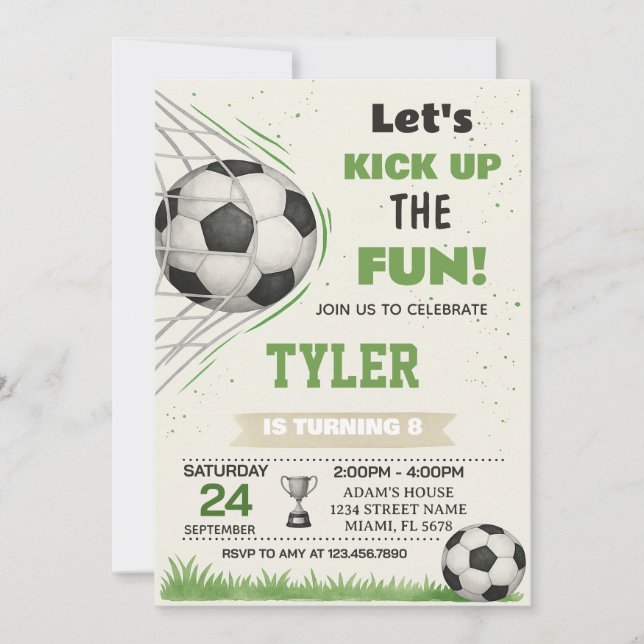 Objectif de football Invitation d'anniversaire (Devant)