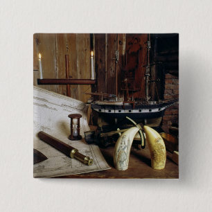 Objects from a Nineteenth Century Captain's Desk 2 Inch Square Button