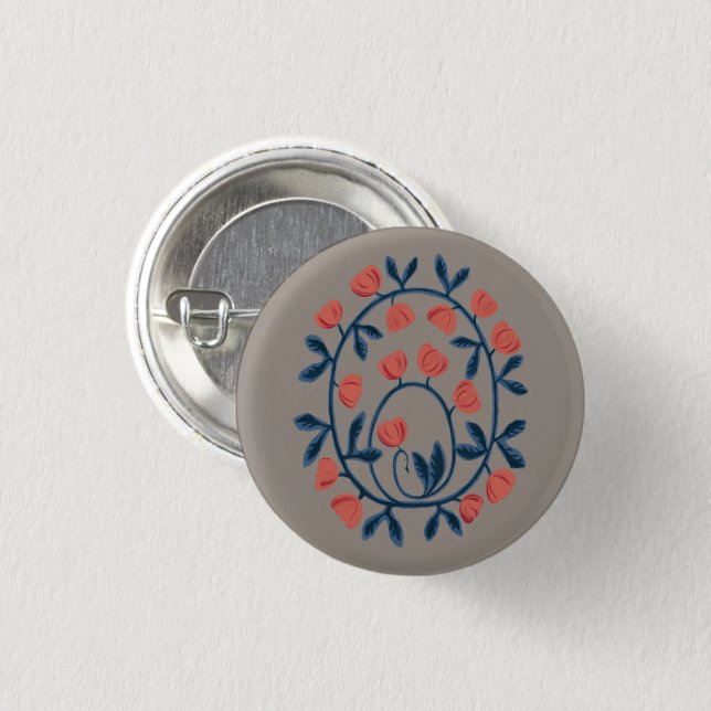 objet_17_a swan in flowers 1 inch round button (Front & Back)