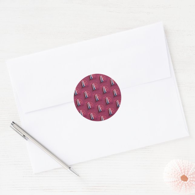 objet_21_a window with a cactus classic round sticker (Envelope)