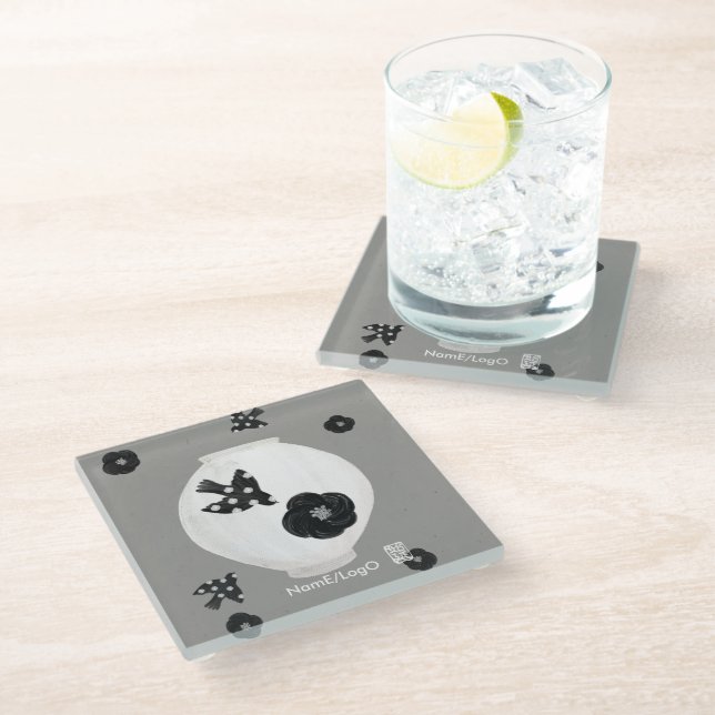 objet_22_camellia,bird and pottery glass coaster (Angled)