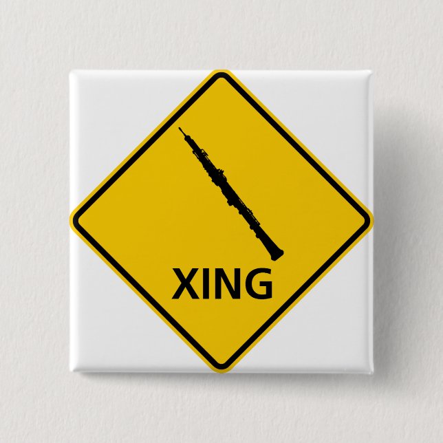 Oboe Crossing Highway Sign 2 Inch Square Button (Front)