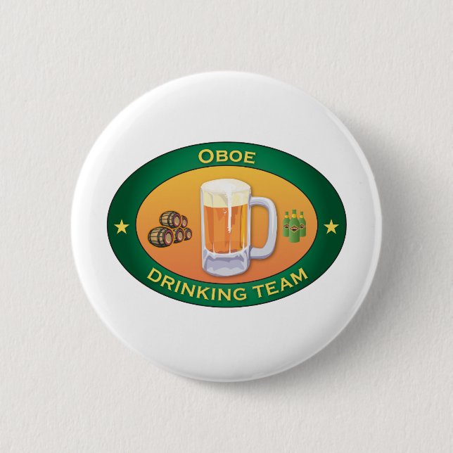 Oboe Drinking Team 2 Inch Round Button (Front)