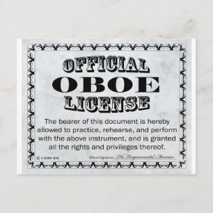 Oboe License Postcard