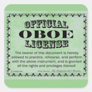Oboe License Square Sticker