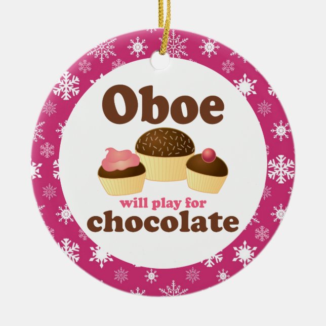 Oboe Music Cupcakes Christmas Ornament (Front)