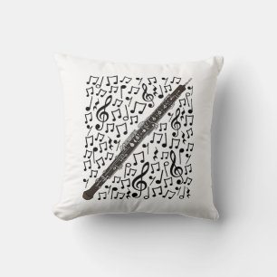 Oboe Musical Notes Oboist Woodwind Music Teacher Throw Pillow