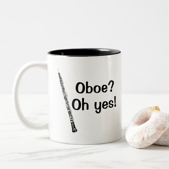 Oboe Oh Yes Instrument Two-Tone Coffee Mug (With Donut)