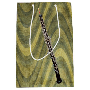 Oboe on Wavy Green Striped Background Medium Gift Bag