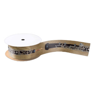 Oboe on Wood Effect Satin Ribbon