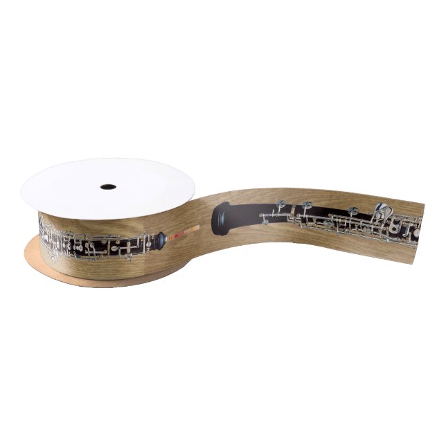 Oboe on Wood Effect Satin Ribbon (Spool)