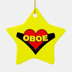 Oboe Over Heart Ceramic Ornament