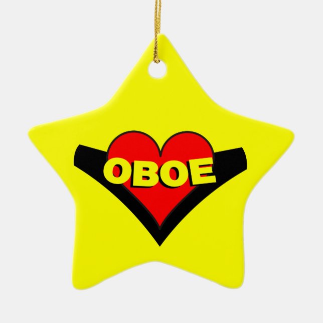Oboe Over Heart Ceramic Ornament (Front)