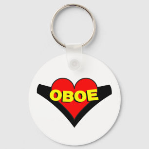 Oboe Over Heart Keychain