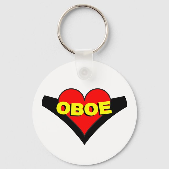 Oboe Over Heart Keychain (Front)