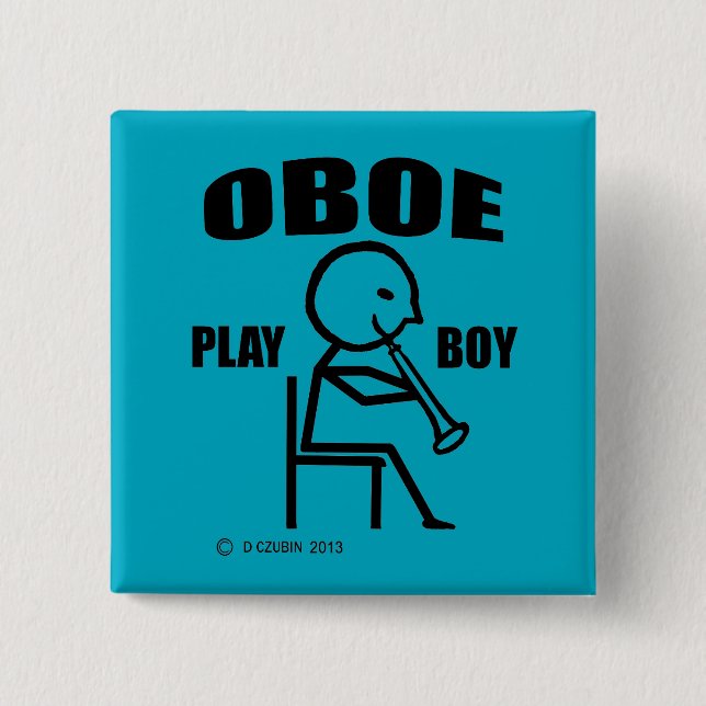 Oboe Play Boy 2 Inch Square Button (Front)