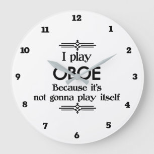 Oboe - Play Itself Funny Deco Music Large Clock