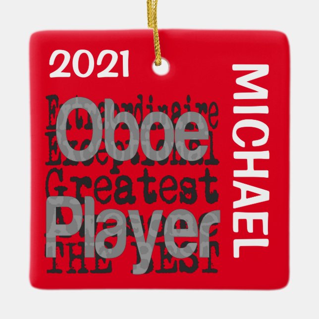 Oboe Player Extraordinaire CUSTOM Ceramic Ornament (Front)