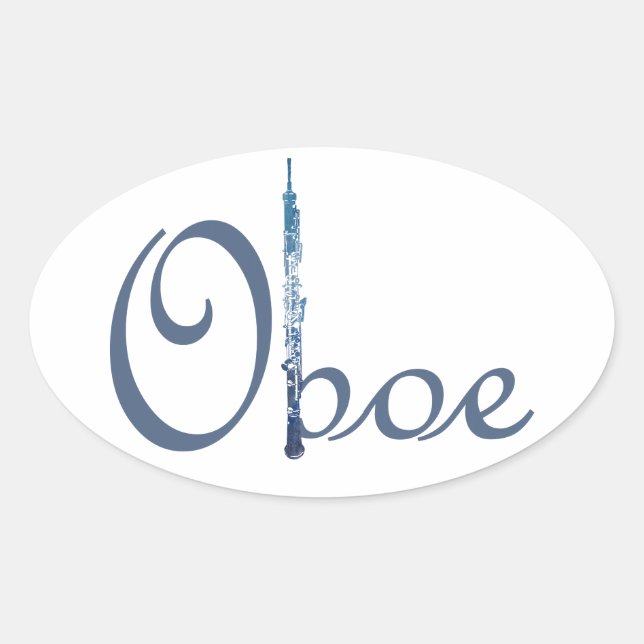 Oboe Script Oval Sticker (Front)