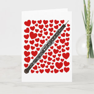 Oboe With Hearts Valentines Anniversary Card