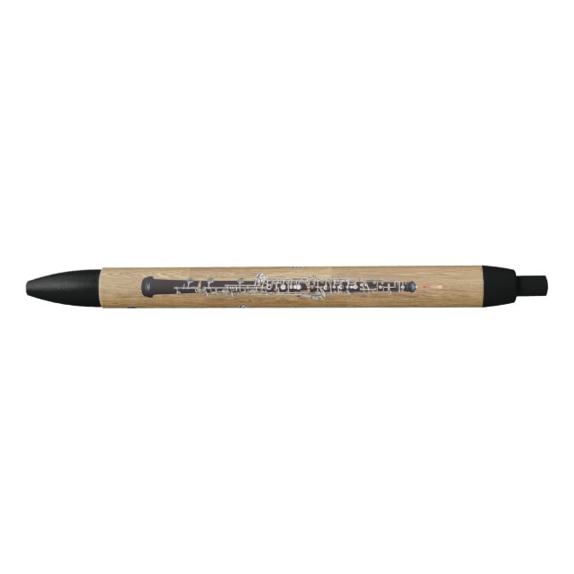 Oboes on Wood Effect Black Ink Pen (Front)