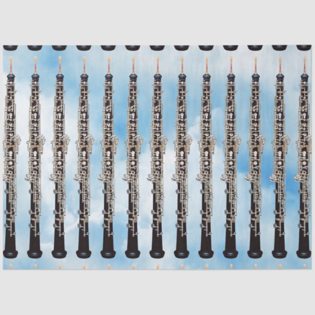 Oboes Repeating Against Blue Sky Backdrop Tissue Paper (Front)