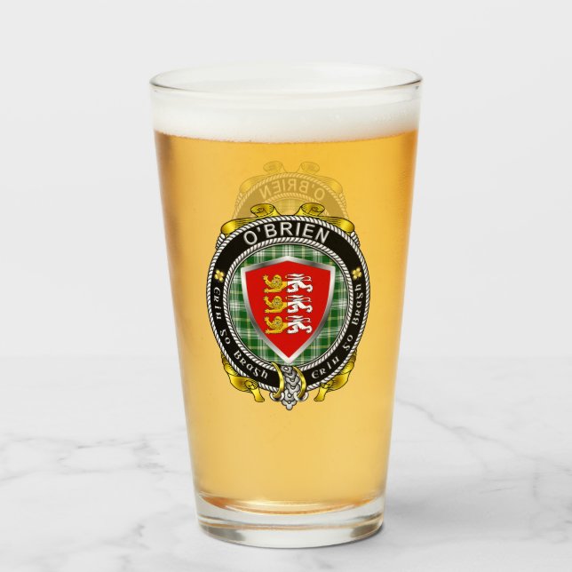 O'Brien/Brien Irish Shield Beer Glass (Front Filled)