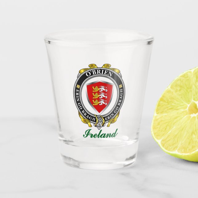 O'Brien/Brien Irish Shield Personalized  Shot Glass (Front)