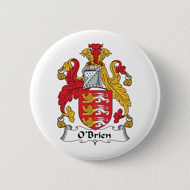 O'Brien Family Crest 2 Inch Round Button (Front)