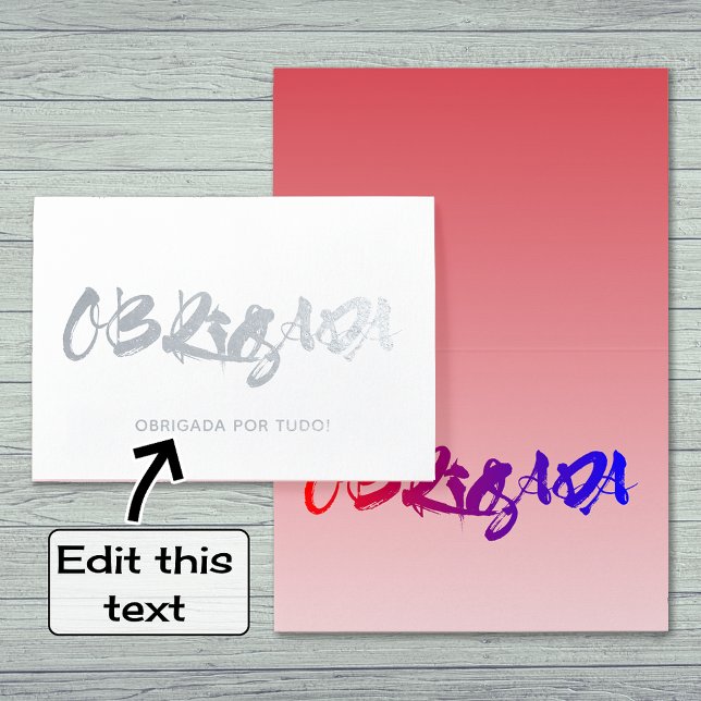 Obrigada portuguese thank you from woman silver foil card (Creator Uploaded)