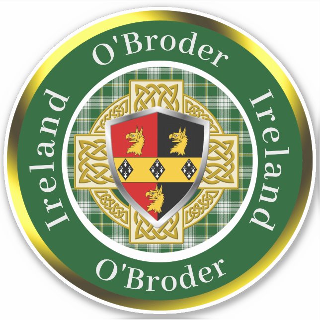 O'Broder Irish Shield & Celtic Cross Personalized (Front)