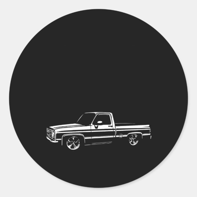 Obs Old Body Style Lowered Truck Car Show Classic Round Sticker (Front)