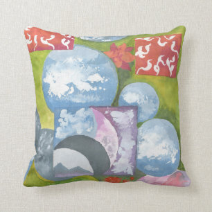 Observance Folk Art by AnyaC Throw Pillow
