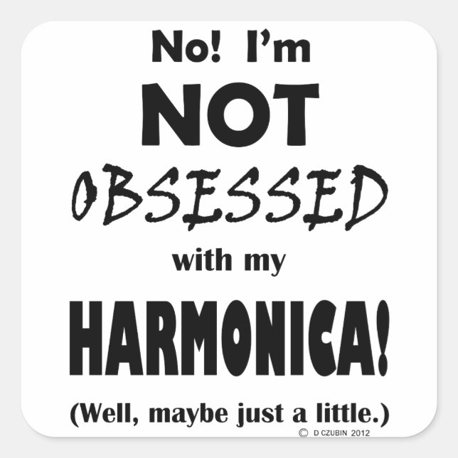 Obsessed Harmonica Square Sticker (Front)