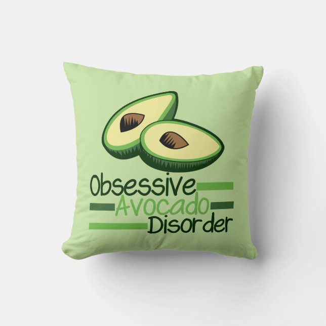 Obsessive Avocado Disorder Cool Green Throw Pillow (Front)