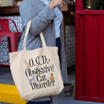 Obsessive Cat Disorder Large Tote Bag<br><div class="desc">I love my cats. I have OCD,  Obsessive Cat Disorder. A funny kitten gift that would make a great present for someone who likes cute kittens. The different breeds of cats are crawling on the letters of this pretty kitty bag.</div>