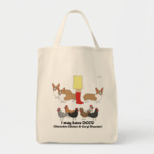 Obsessive Chicken & Corgi Disorder Tote Bag