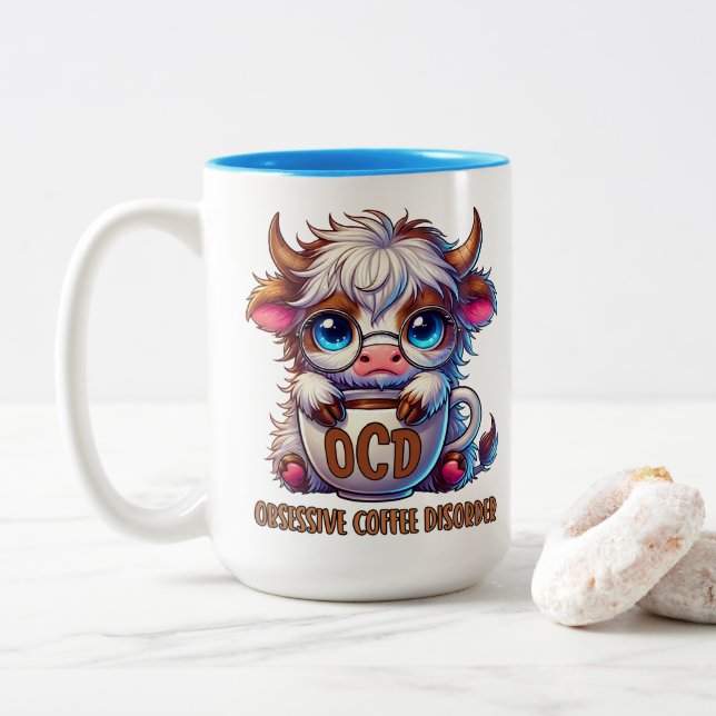 Obsessive Coffee Disorder  Two-Tone Coffee Mug (With Donut)