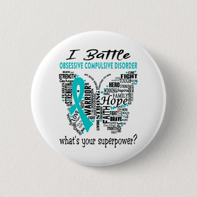 Obsessive Compulsive Disorder Awareness Month Ribb 2 Inch Round Button (Front)