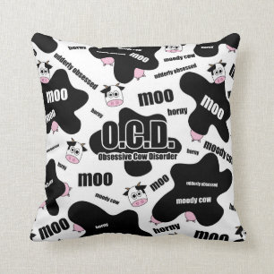 Obsessive Cow Disorder Throw Pillow