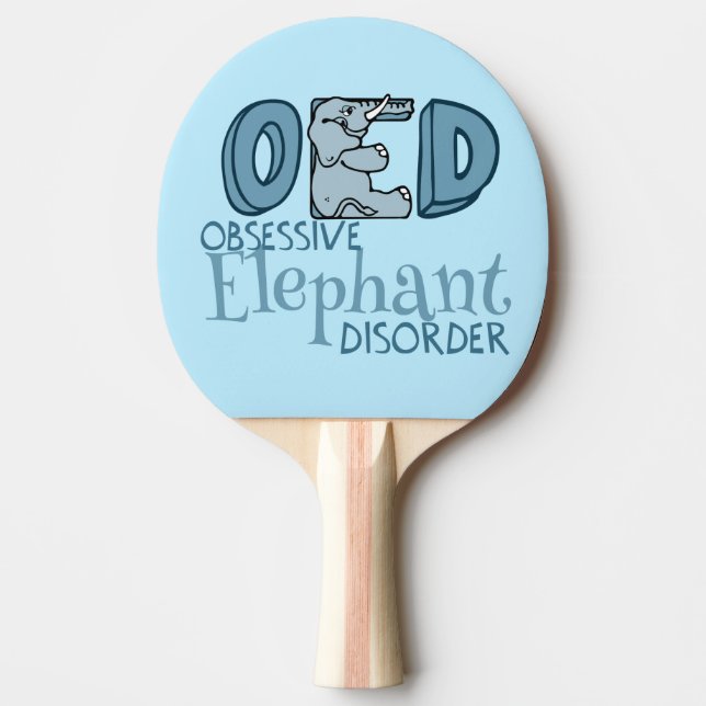 Obsessive Elephant Disorder Cute Blue Ping Pong Paddle (Front)