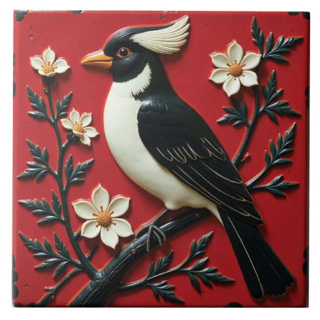 Obsidian and Ivory Perch Tile (Front)
