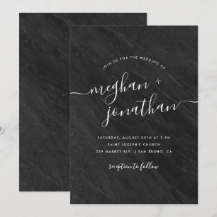 Obsidian   Black Marble Wedding Invitation