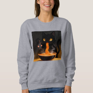 Obsidian Cat & Daring Mouse – Midnight Ramen Feast Sweatshirt