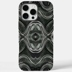 Obsidian Echo Symmetrical Dark Marble Flow iPhone 16 Pro Max Case