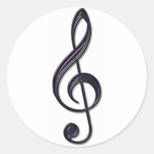 Obsidian Glass Treble Clef Classic Round Sticker